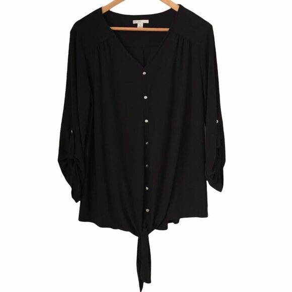 EST. 1946 V-neck Front Button Detail with Long Sleeve Blouse in Size Medium - Picture 1 of 7